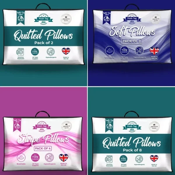 Quilted Pillows Hotel Quality Bounce Back Deep Filled Pillows pack 1x2x4x6x8